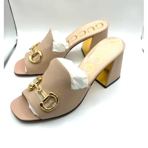 Gucci Pink & Gold-Tone Horsebit Mules - size 41 new - Picture 7 of 11